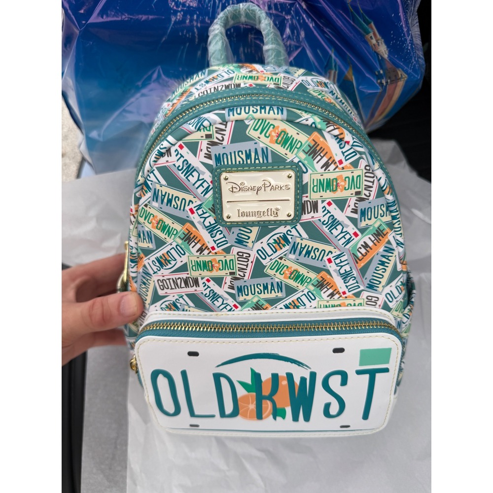 Disney Parks Loungefly Old Key West Resort License Plate Mini Backpack Teal NEW
